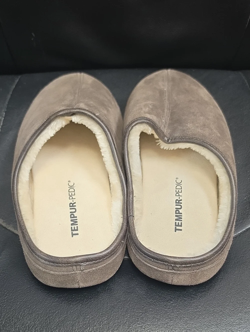 Men's Tempur Pedic Brown Suede Memory Foam Slip-On Slippers